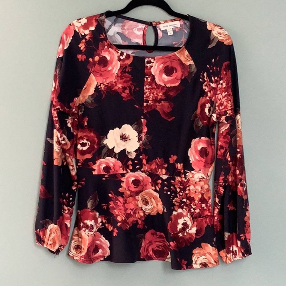 Gorgeous rich colours flowered peplum top